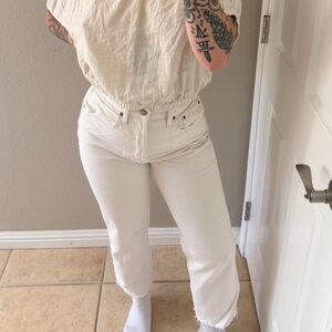 White denim forum Joni high rise loose jeans